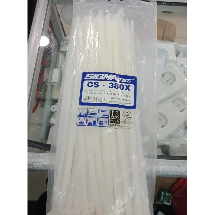 

Diskon! Kabel Ties Sigma CS380X 40cm x 7.6mm Putih Jumbo Cable Tie
