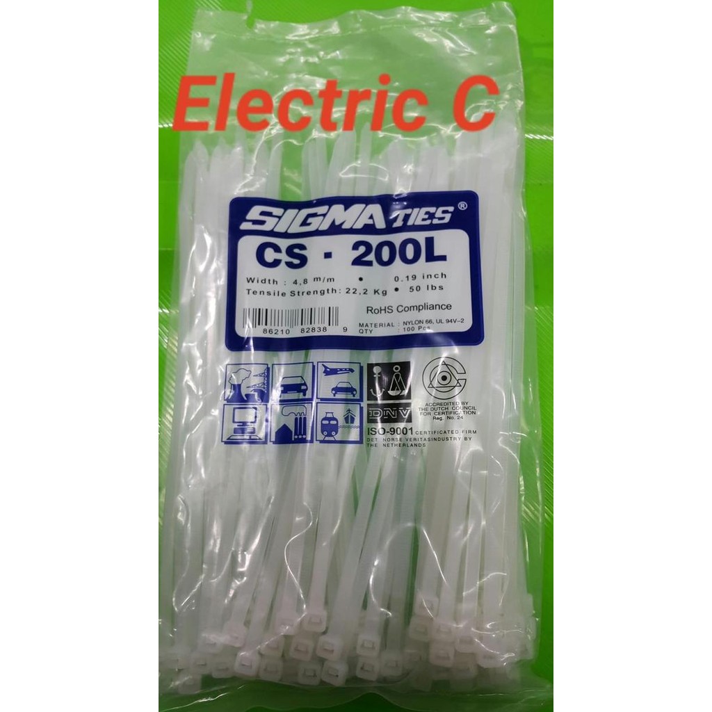 

Diskon! Kabel Ties Sigma CS200L 20cm x 4.8mm Putih Nylon Tahan Lama