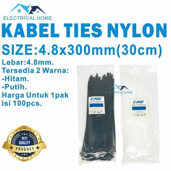 

Diskon! Label Cable Ties 20cm Putih Kabel Tie Bendera Label Penanda Kabel Isi 100pcs