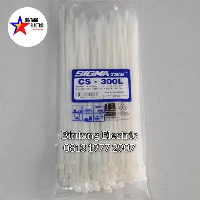 

Diskon! Cable Ties Sigma CS-300L 30cm x 4.8mm Putih - Isi 100pcs Tali Nylon