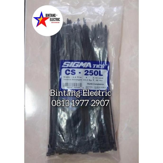

Diskon! Cable Ties Sigma CS-250L 25cm x 4.8mm Hitam - Pengikat Kabel Isi 100pcs