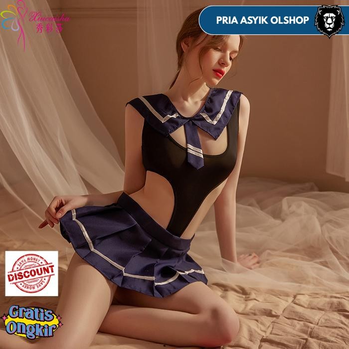 LINGERIE GAYA SEKSI SISWI DALAM COSPLAY SEKOLAH PELAJAR SISWI JUMPSUIT MINI ROK BY PRIA ASYIK OLSHOP