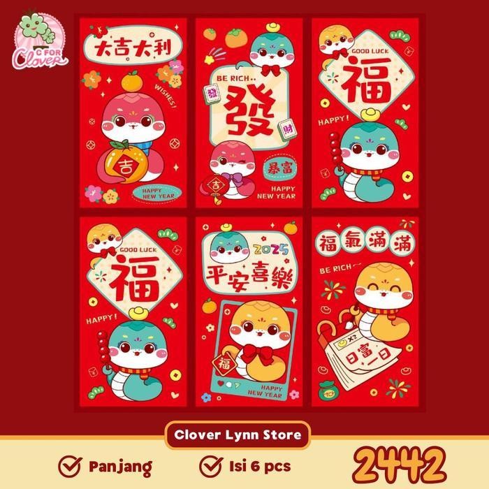 

LFM ANGPAO PANJANG IMLEK TAHUN ULAR SNAKE YEAR 2025 ISI 6 amplop siao cfc