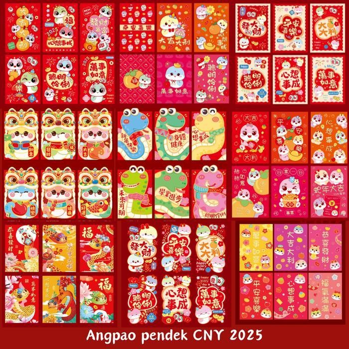 

LFM Angpao pendek imlek CNY 2025 shio ular sincia chinese new year 6pcs