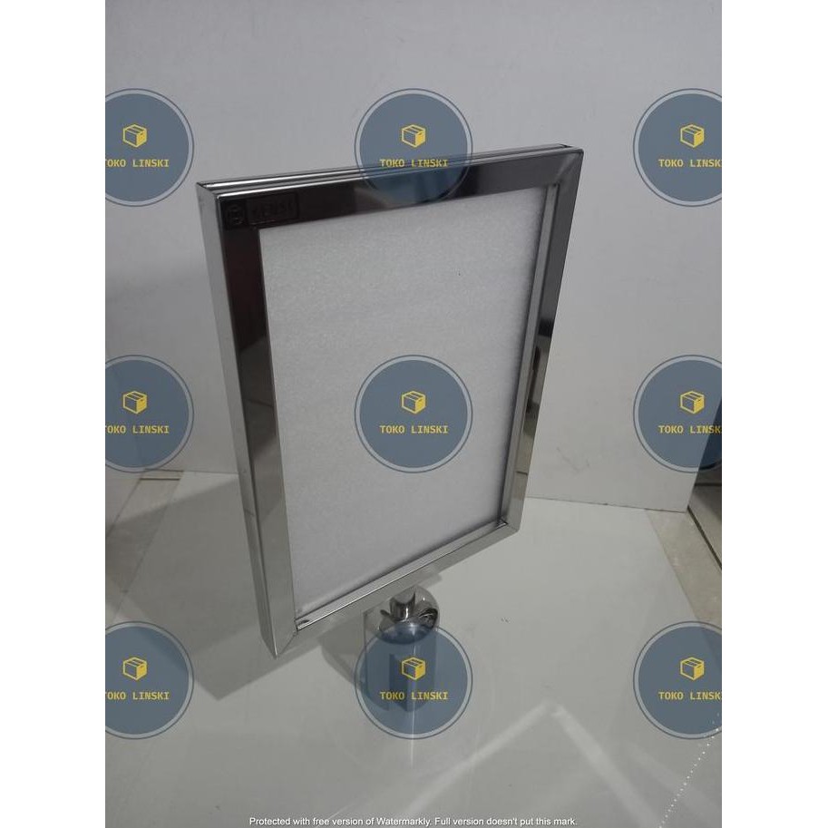

Sign Board Frame A4 Potrait Signage Stainless Papan Tiang Antrian - Abu-Abu, Potrait New Stok