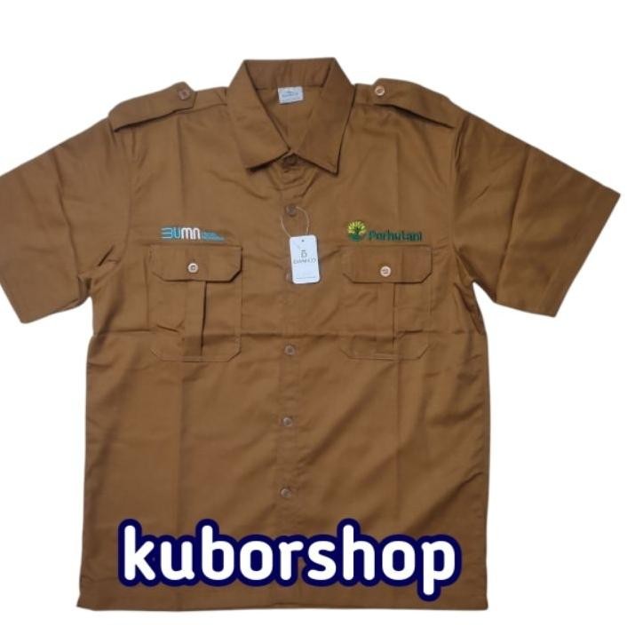 Kemeja Bumn Perhutani Baju Bumn Perhutani Seragam Kerja Bumn Perhutani Full Bordir