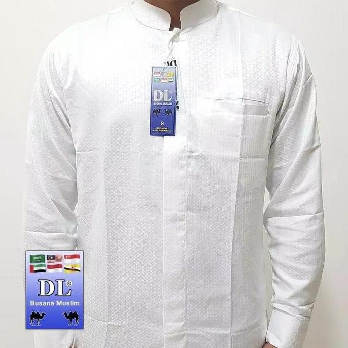Baju Koko Pria Lengan Panjang Motif Bintik Busana Muslim DL
