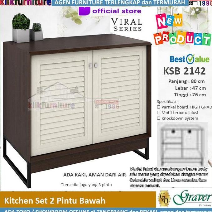 Ksa 2142 Ksb 2142 Viral Graver Kitchen Set Rak Dapur Atas Bawah