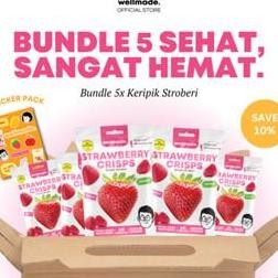 

Bundle 5Pcswellmade Freezedried Strawberry Crisps Keripik Stroberi Kering Rendah Kal Camilan Sehat Sna Buah Kering