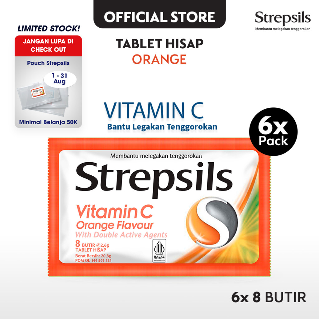 

Strepsils Vitamin C 8s - Permen Pelega Tenggorokan x6