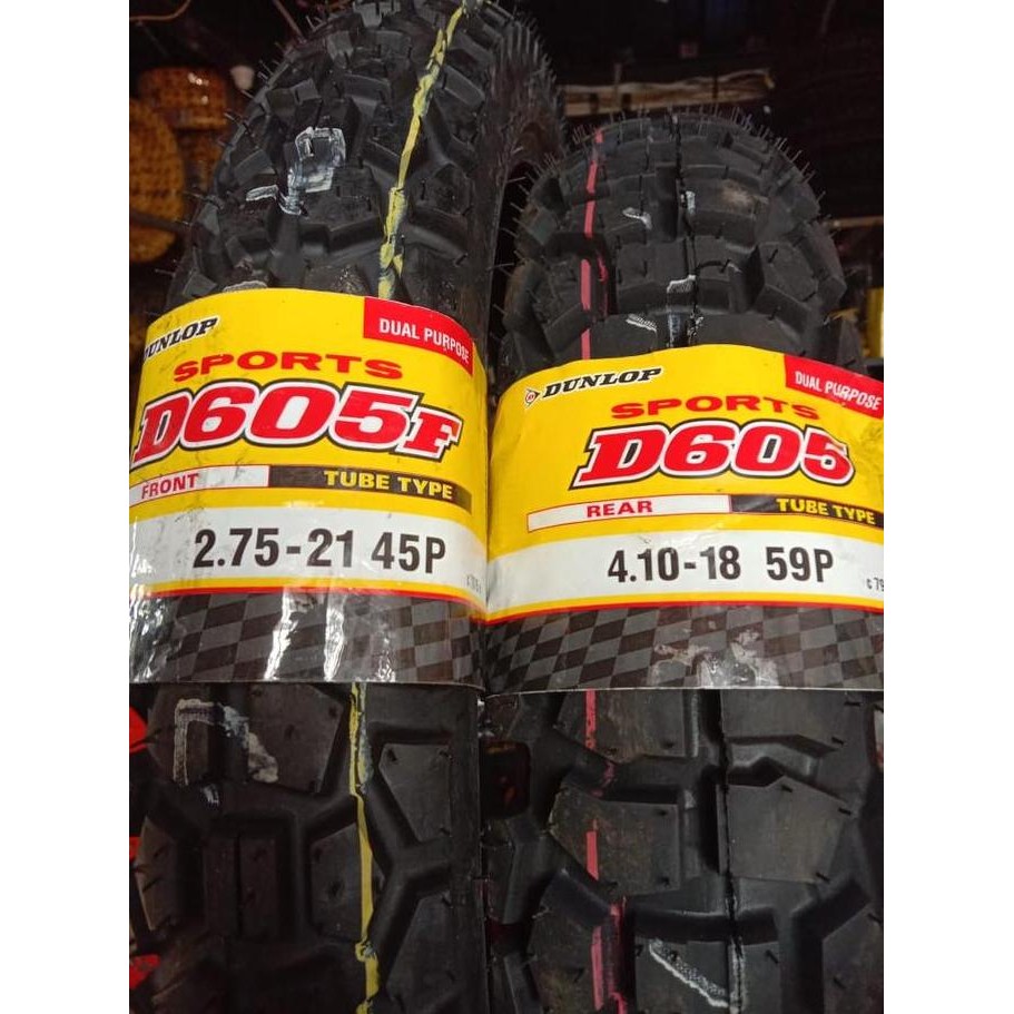 Paket Ban Dunlop D605 275 - 21 Dan 410 - 18 Trail Tubetype