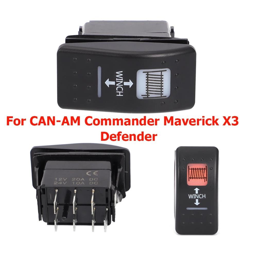 For Can-Am Commander Maverick X3 Defender Winch Switch Rocker Amber Orange Light Cb Utv Atv Accessor