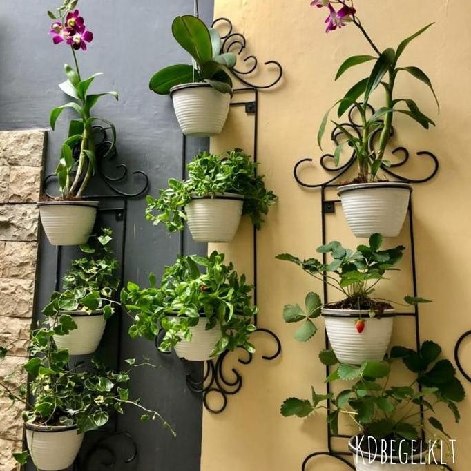 Standing Pot Dinding Anggrek / Rak Bunga Besi Tempel Dinding
