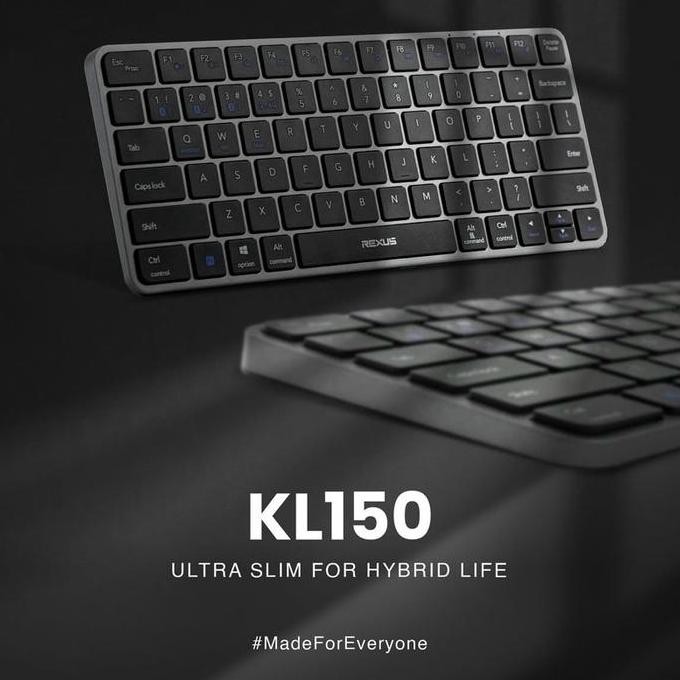 Rexus Kl150 Ultra Slim Wireless Keyboard Dual Connection Bluetooth +2.4 Ghz 75% Low Profile Multi Pl