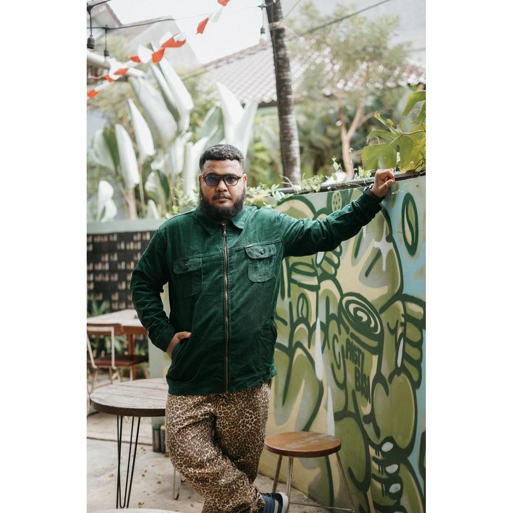 Sale Jaket Jumbo Pria orduray Fatgoods Hijau Botol