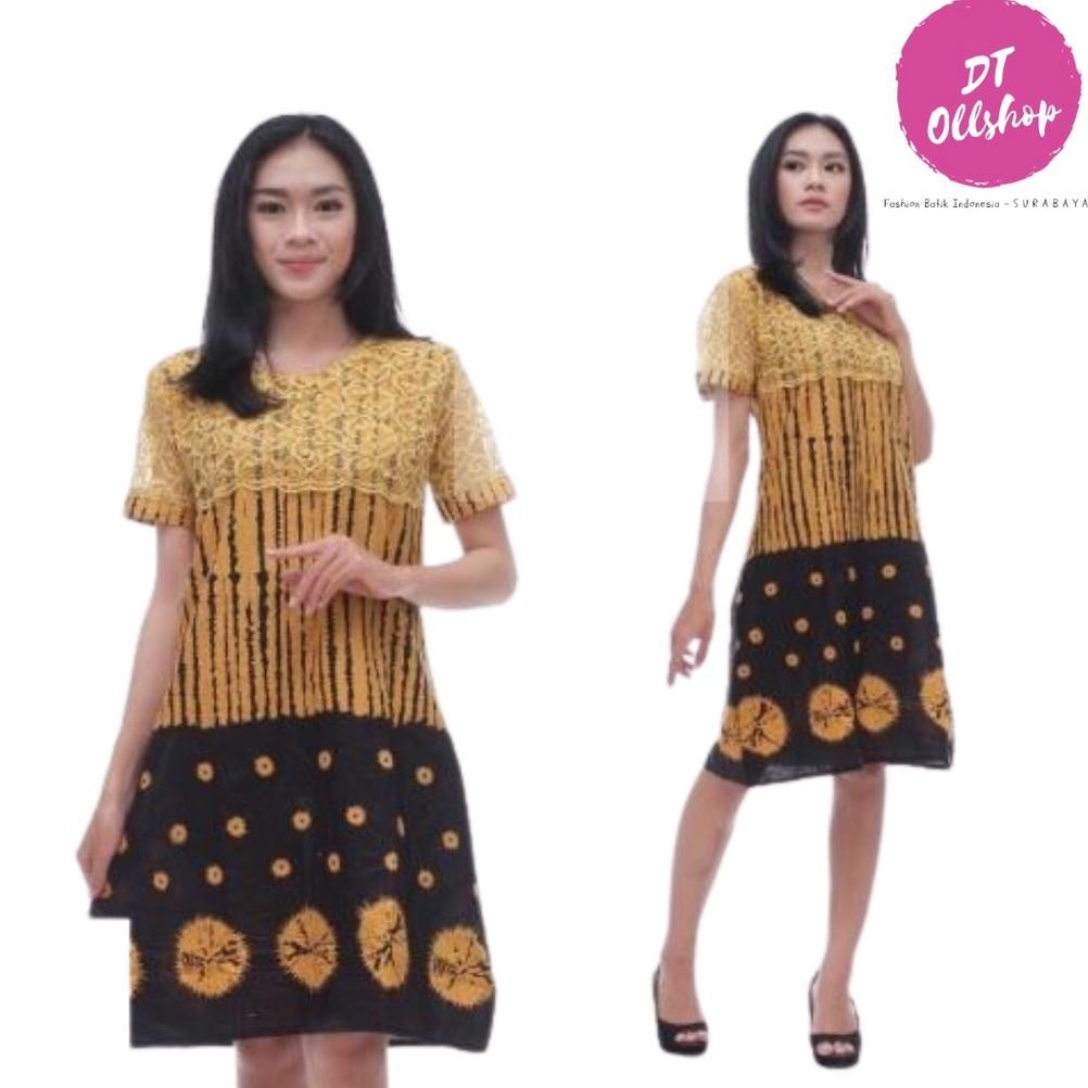 Big Sale DT OLLSHOP - Tunik Batik Wanita / Cewek Lengan Pendek / Tunik Batik Kampus / Tunik Modern ~