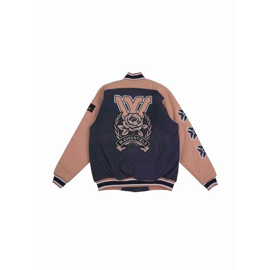 Murah W.Essentiels Steinway Collegiate Varsity Jacket Midnight Navy Peach