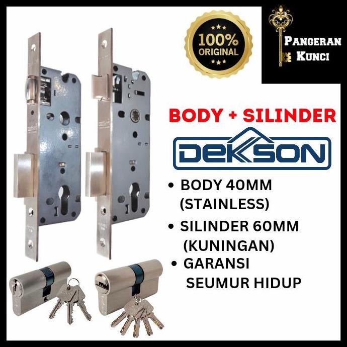 Mortise Lock Body Kunci Pintu Rumah Set Pelor Lidah Dekson Solid 40Mm