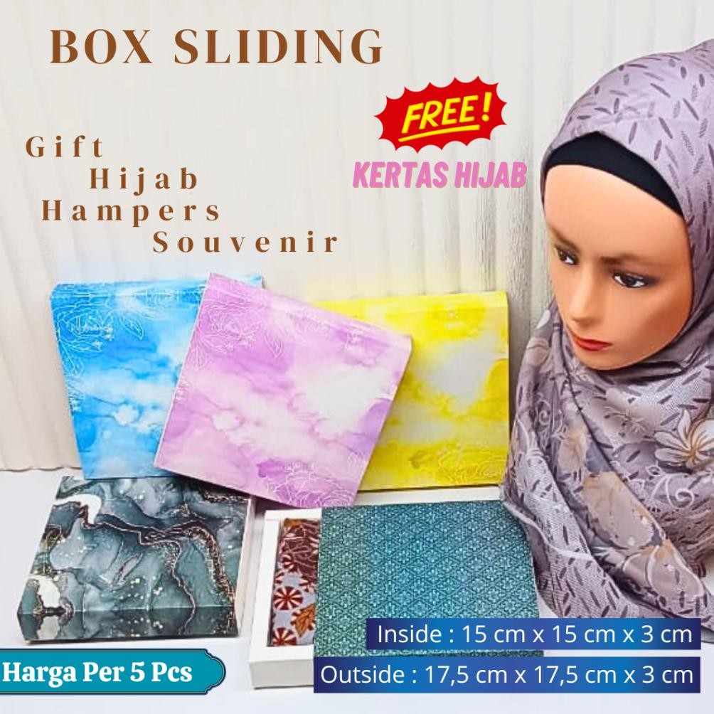 

BOX SLIDING MOTIF KOTAK ( 5 Pcs ) / SLIDING BOX / KEMASAN / GIFT / HAMPERS / HIJAB / PACKAGING aSt