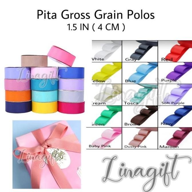

Baru Pita Grosgrain Polos 1.5 Inch / 4cm Roll 20 Yard - Untuk Souvenir & Hampers