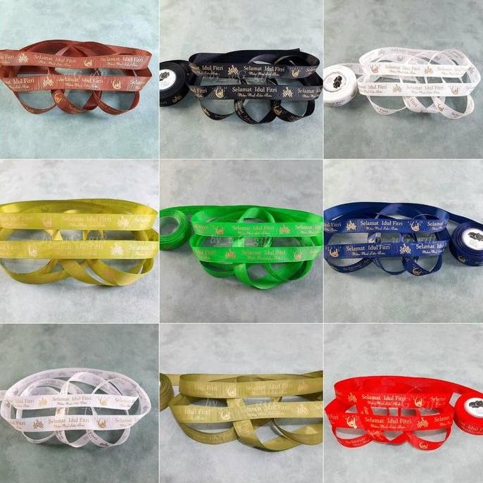 

Baru Pita Lebaran Idul Fitri Grosgrain Mix Warna Putih Lebar 2.5cm Panjang 20 Yard