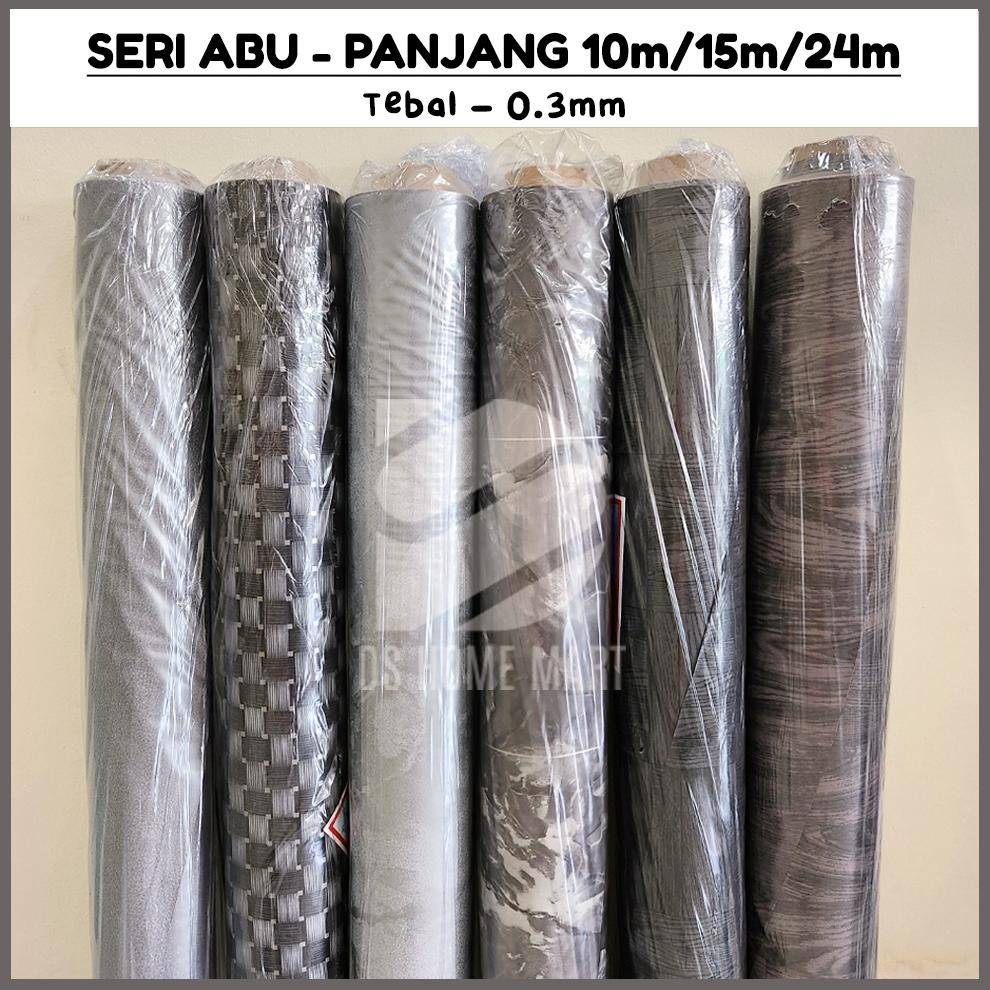 KOLEKSI ABU (ROLL 10/15/24 METER): Karpet Lantai Plastik Vinyl Alas Meja Pengganti Keramik Daimaru a