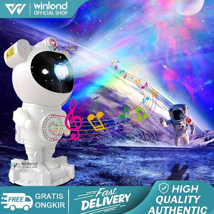 Winland Lampu Proyektor Bintang Astronot Laser Speaker Bluetooth Galaxy Star Projector Night Light S