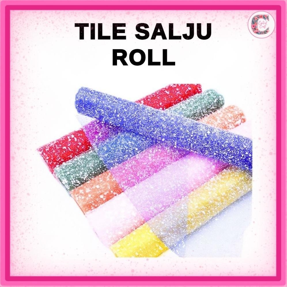 

Kain Tile Salju / Snow Mesh Tile Per Roll BUKET BUNGA Flower Wrapping / Snow Flake Poly Mesh aSt
