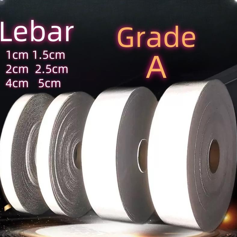 

Pita Scotchlite Skotlet Scotlight Pita Pemantul Cahaya Kain Jahit Abu-abu 1cm\1.5cm\ 2cm\2.5cm\4cm\5cm Grade A aSt