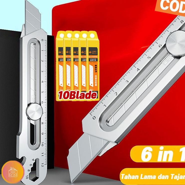 

Cutter Stainless Baja Besar Serbaguna Potong Kertas Dan Bahanbahan Multifungsi Anti Karat 6In1 10Pcs Mata Cutter Pemotong Kertas