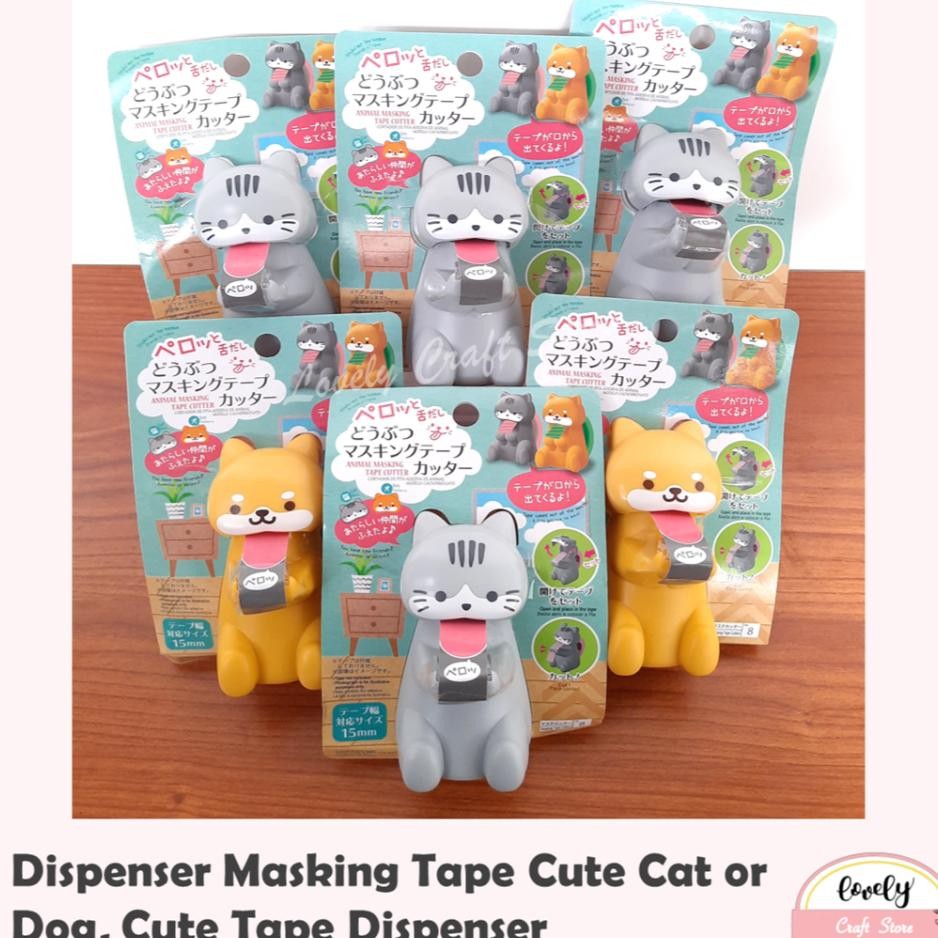 

Lovelycraft Jepang Animal Masking Tape Cutter Dispenser Tape Cute Cat Or Dog