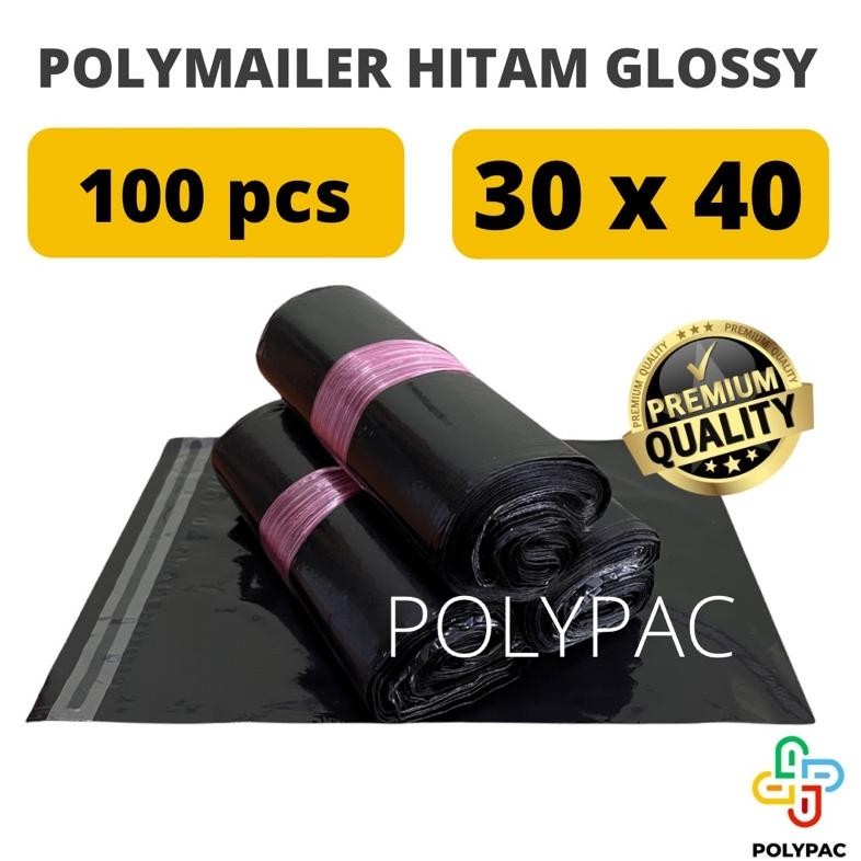 

Polymailer PE HITAM GLOSSY [30x40] isi 100 pcs - Polymailer Hitam Premium aSt