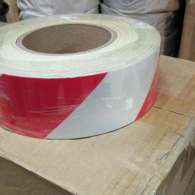 

Promo stiker reflective police line 2"x 45meter/scotlite merah putih COD