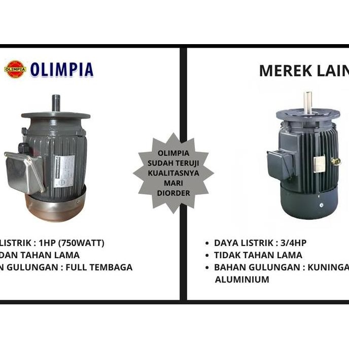 BEBAS ONGKIR - Motor Dinamo Kincir Tambak 1Phase