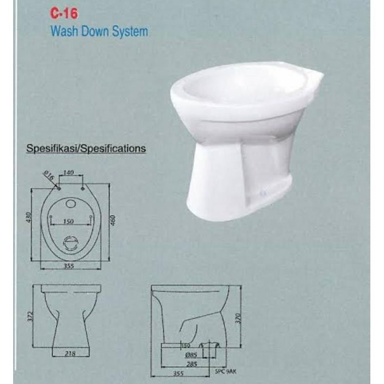 Terlaris | Terbaru | Best Seller | Termurah Closet Kloset Duduk + Tutup Merk Ina C16 Putih Biru Ivor