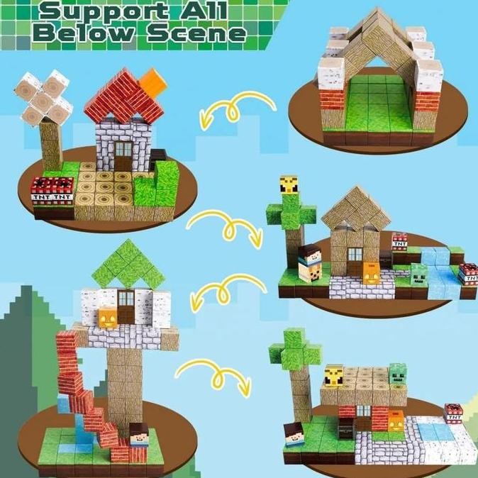48Pcs Magnetic Block Minecraft Magnetic Building Blocks Mainan Minecraft Magnetic Blocks