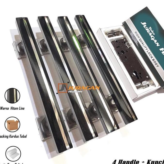 PROMO HANDLE PINTU RUMAH SET KUNCI 60 CM - GAGANG PINTU KOMPLIT SIAP PASANG - 4 HANDLE DAN BODY KUNC