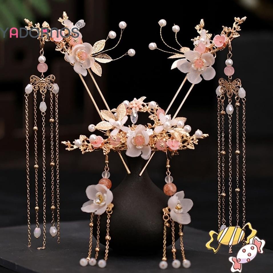 Yadornos Set Hiasan Kepala Bunga Rumbai Anting Stik Rambut Jepit Rambut Akses Diy Untuk Hadiah Novel