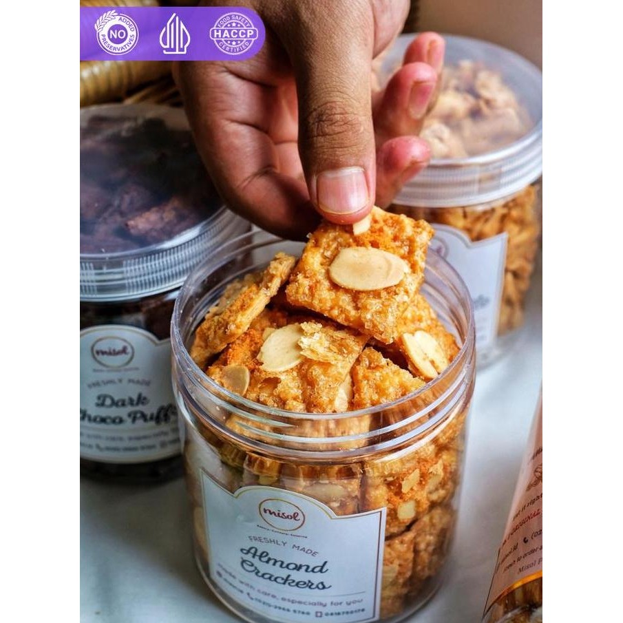 

MISOL Almond Crackers 140gr - Kue Kering Almond Toples Bulat Stok Terbatas