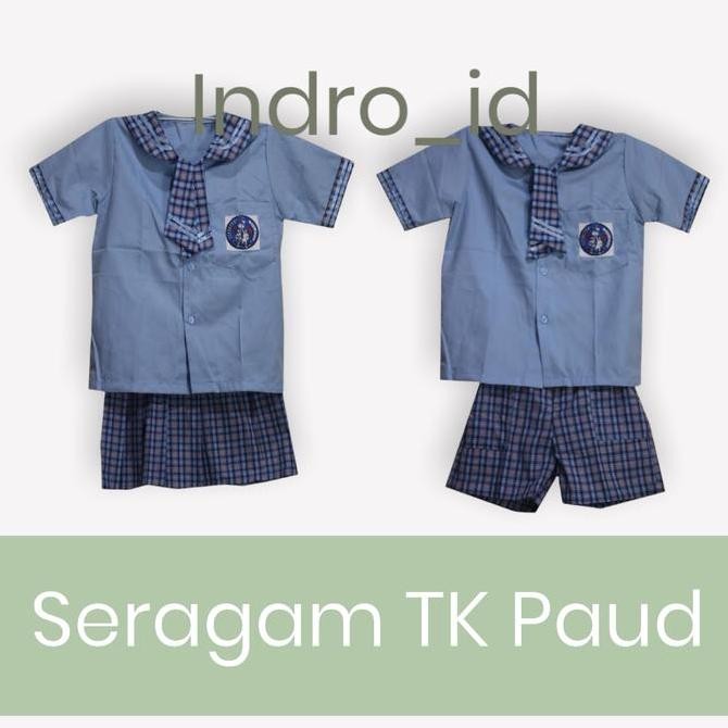(Allthebest) SERAGAM TK PAUD KOTAK-KOTAK BIRU