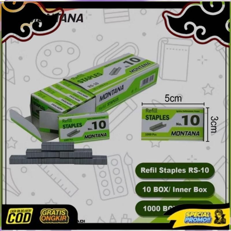 

Cod 1Box Isi 10 Pak Kecil Isi Staples Gs 10 Ada 10X1000Pcs Stapler Refill No 10
