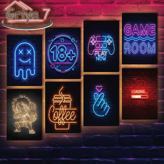 TD Dekorasi dinding poster kayu hiasan dinding kamar aesthetik estetik sekotengs poster neon estetik