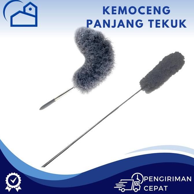 TD Kemoceng Tekuk Microfiber Panjang 2,8 Meter Abu - Alat Pembersih Debu Mobil, Kaca, Sofa, AC, Kipa