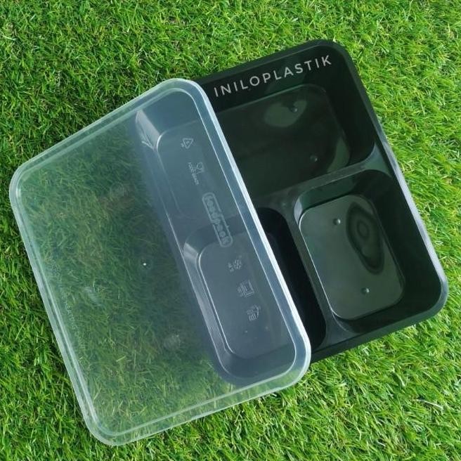 Thinwall Foodpack Sekat 3 / Kotak Makan Sekat 3 + Tutup - 25Pcs