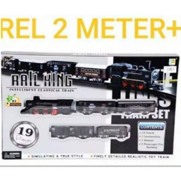 Miliki - JUMBO Mainan rail king 19pcs mainan kereta api 5 gerbong lokomotif train track railking mai