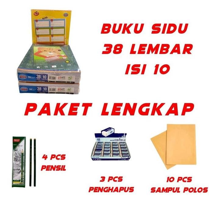 

Buku Sidu38 Paket Murah Isi Buku Sidu 38L Isi 10, 4 Pcs Pensil , 3 Penghapus Dan Sampul Polos Isi 10L