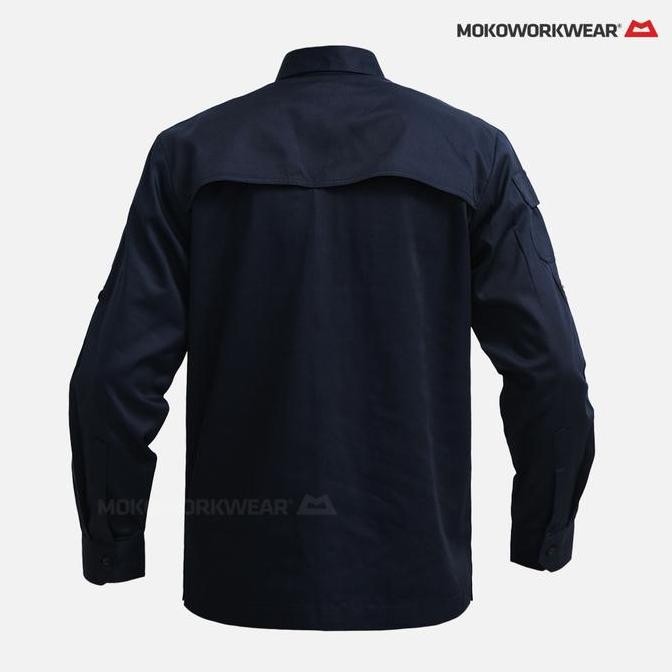 Kemeja Tactical Seragam Lapangan Baju Safety Mokoworkwear Biru Navy Kerja Wearpack Pria Katun Atasan