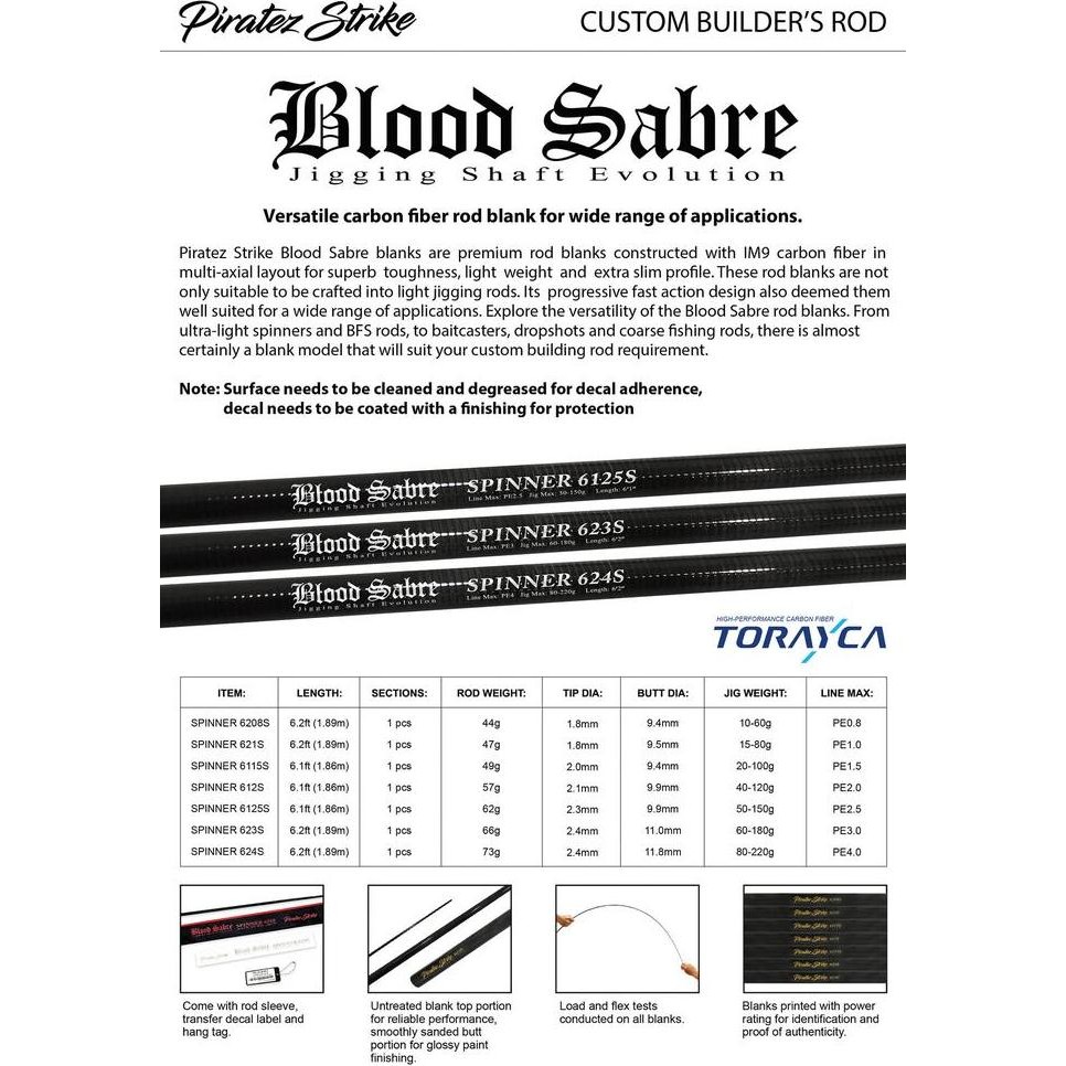 Blank Rod Slow Jigging Piratez Strike Blood Sabre