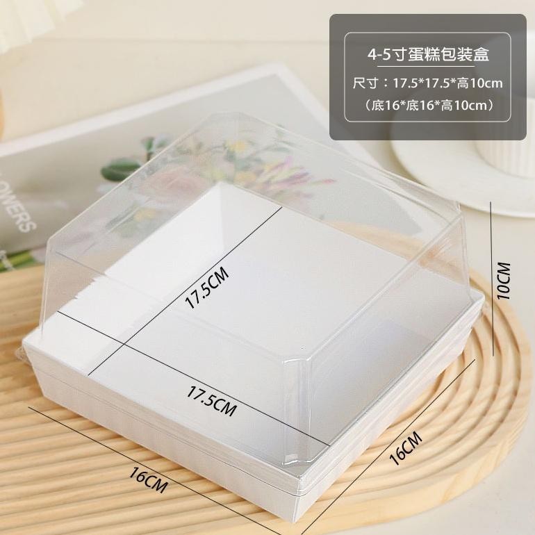 

Paper Box Mika Kotak 16X16X10Cm Burger Box Kotak Kue Tart Paper Tray +Tutup Mika 5Pcs