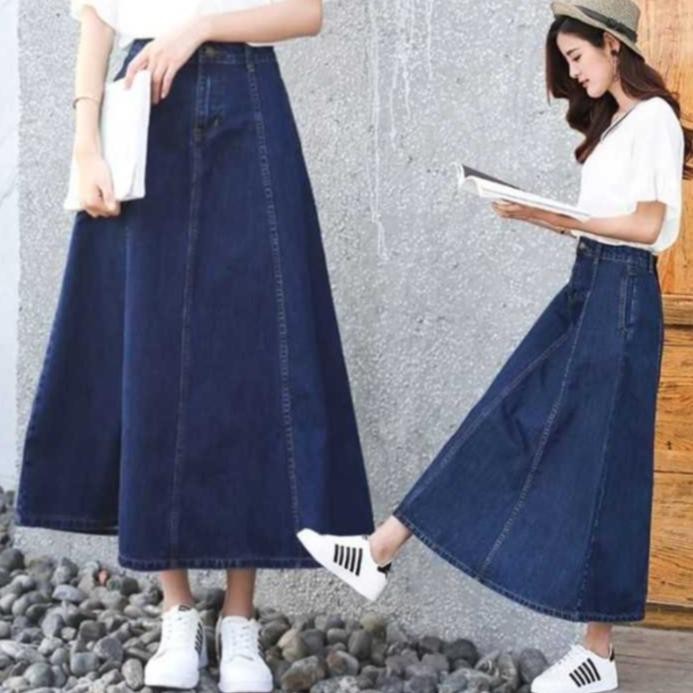 ROK JEANS WANITA//ROK JEANS SPAN//ROK JEANS POLOS//ROK JEANS PANJANG//ROK JEANS TERBARU //ROK  JEANS